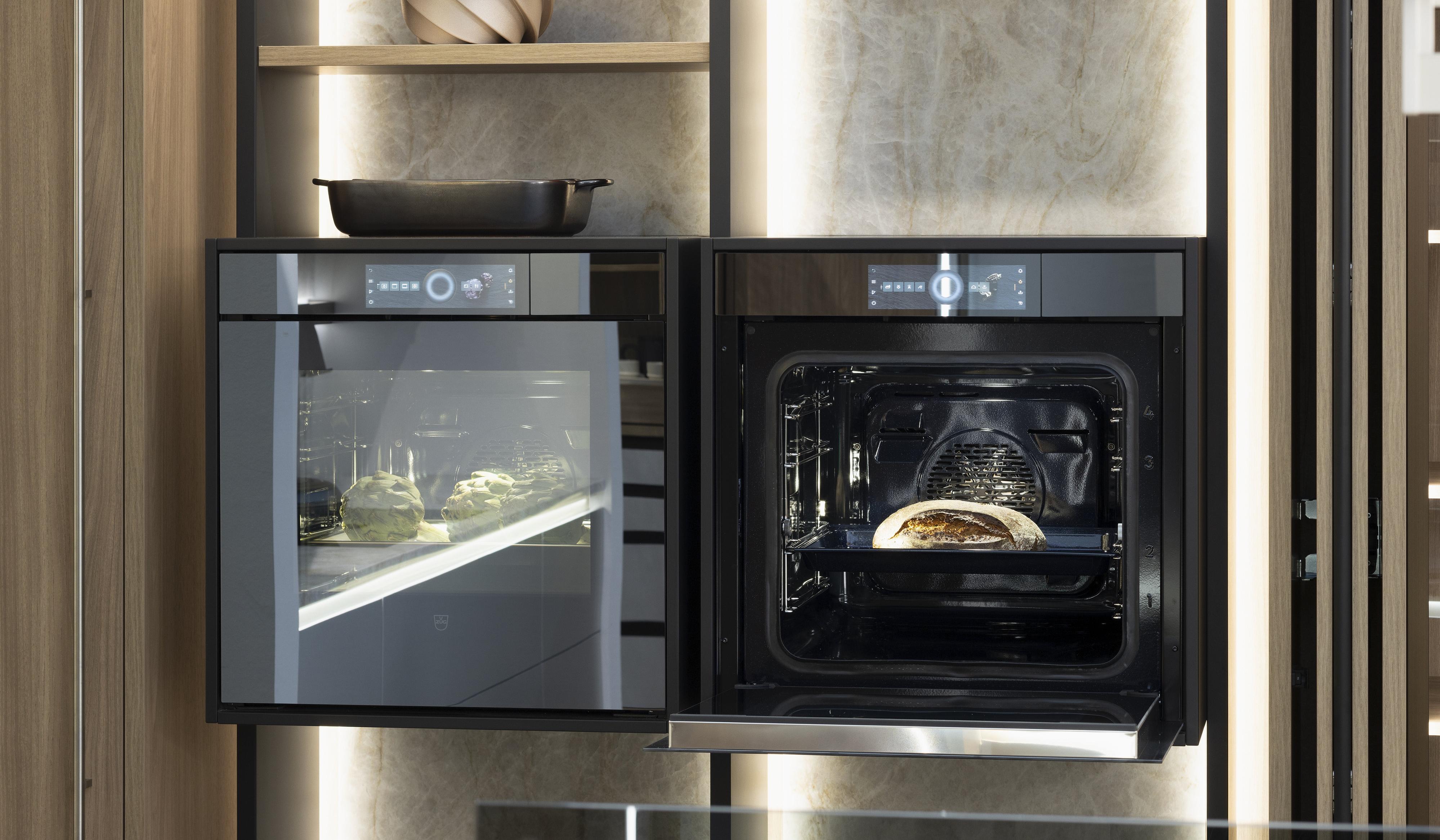 V-ZUG Geräte in LEICHT Küche besonderer Geräteeinbau Regalnische Trockenbau